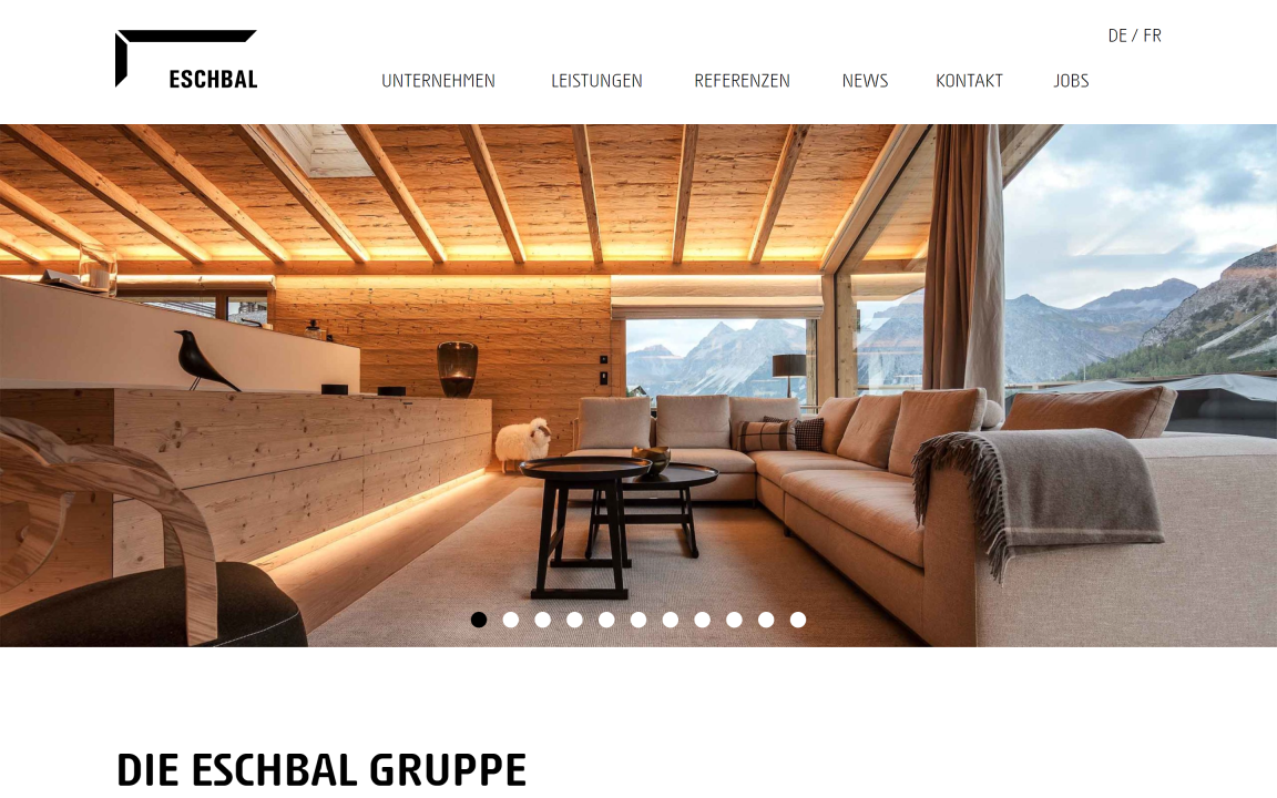 Screenshot Eschbal AG Desktop Home