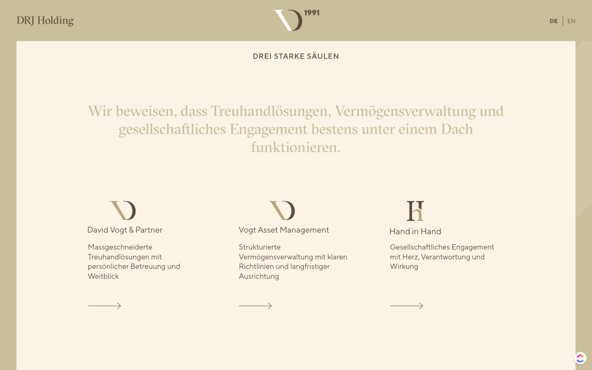 Screenshot der Webseiten-Übersicht.