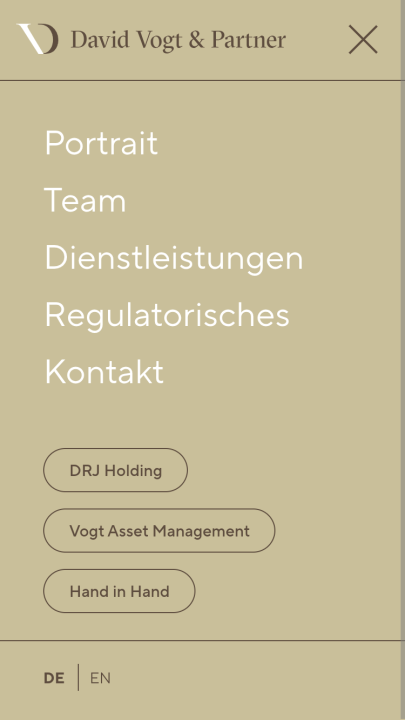 Screenshot des Menüs in der mobilen Ansicht.