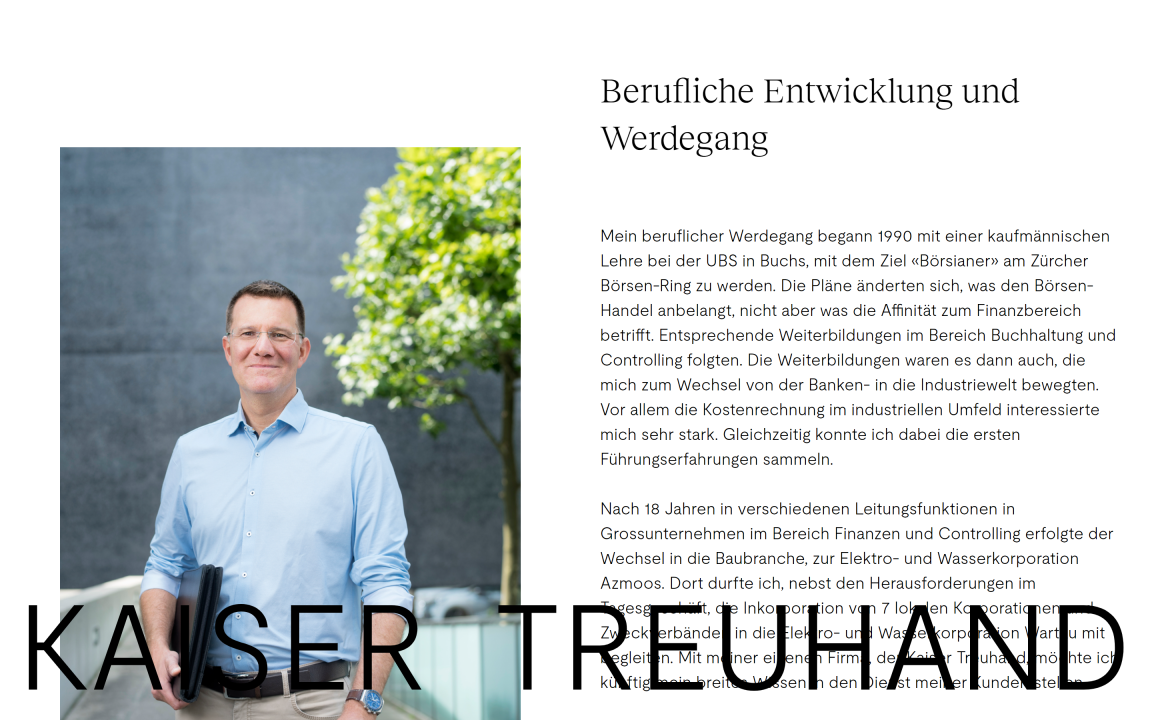 Screenshot Kaiser Treuhand Desktop Über Mich