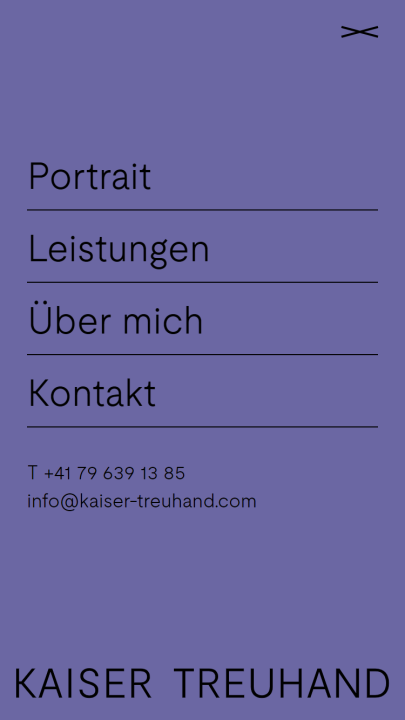 Screenshot Kaiser Treuhand Mobile Navigation Violett