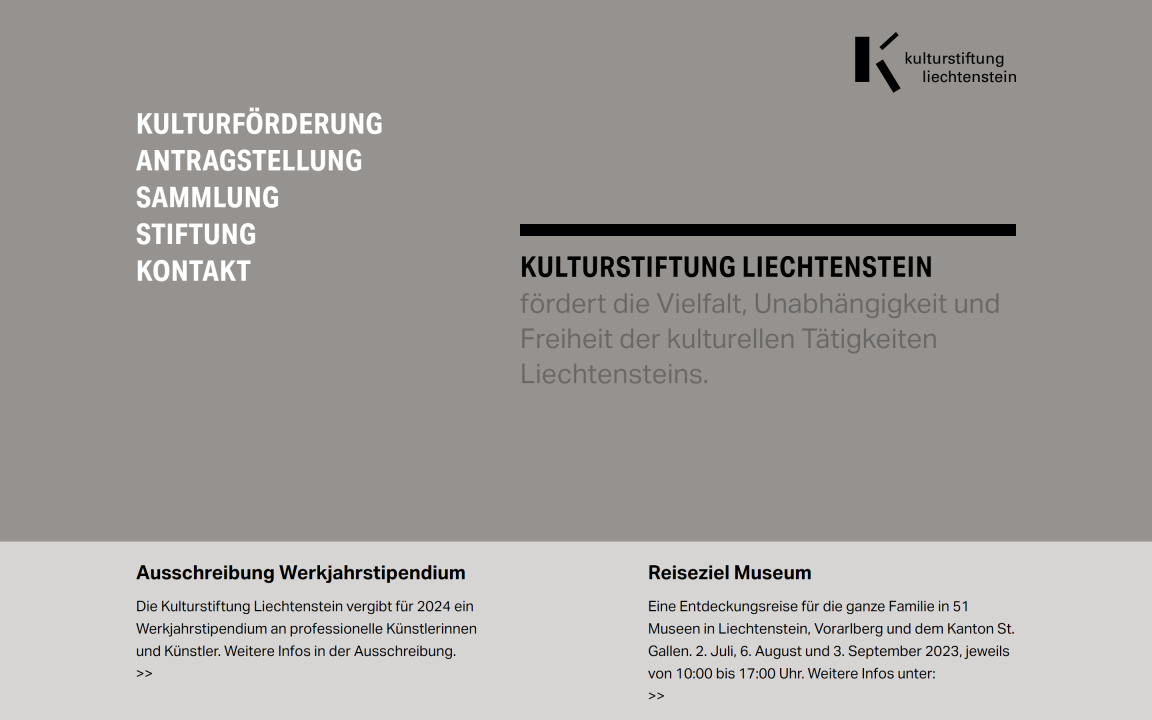Screenshot Kulturstiftung Liechtenstein Desktop Home
