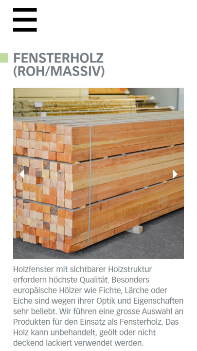 Screenshot Niedermann Holz GmbH Mobile Rohwaren Fensterholz