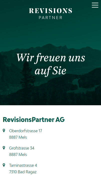 Screenshot RevisionsPartner AG Mobile Kontakt