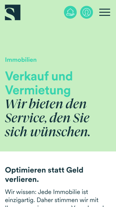 Screenshot der mobilen Ansicht.