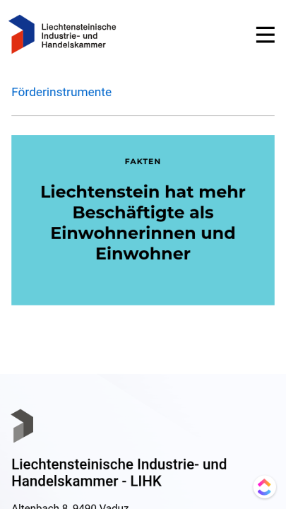 Screenshot der Website in der mobilen Version.