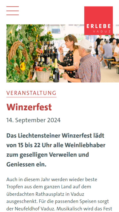 Screenshot Standortmarketing Vaduz Mobile Veranstaltungen Herbst Winzerfest