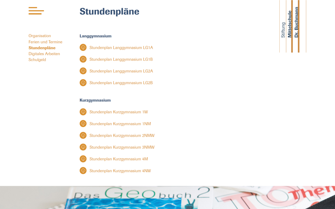 Screenshot Stiftung Mittelschule Dr. Buchmann Desktop Organisation Stundenpläne