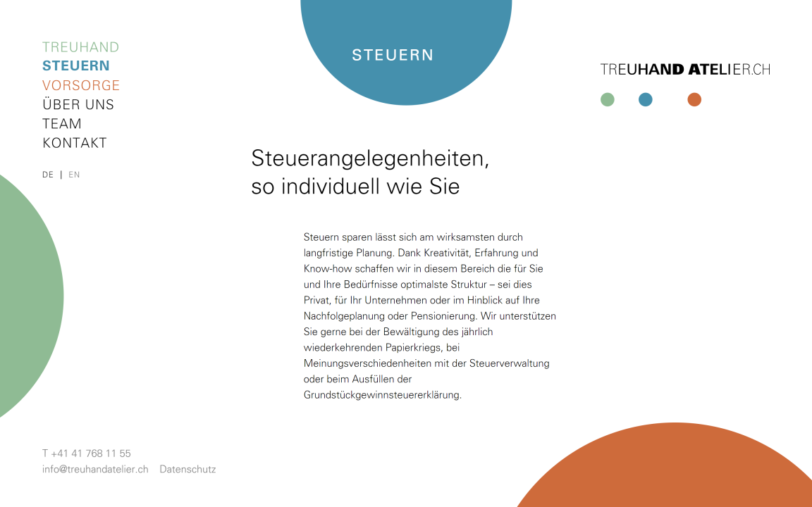 Screenshot Treuhandatelier.ch AG Desktop Steuern