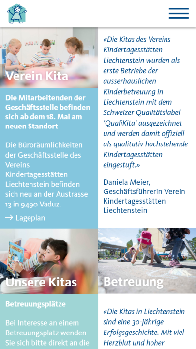 Screenshot Verein Kindertagesstätten Liechtenstein KITA Mobile Home