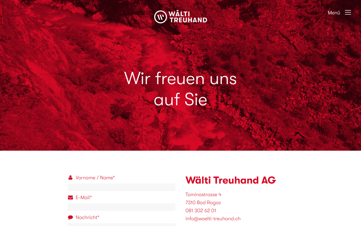Screenshot Wälti Treuhand AG Desktop Kontakt